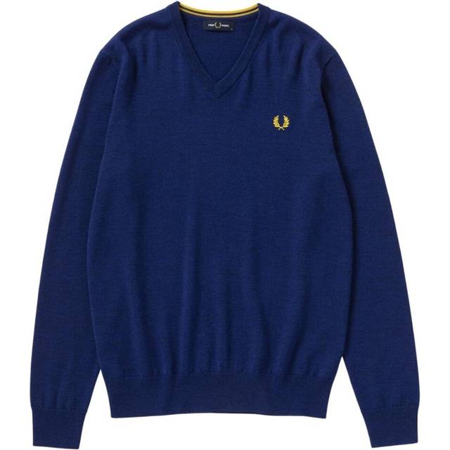 Fred Perry Mens Classic Logo K7600 984 Navy Blue Jumper Wool - Size X-Small