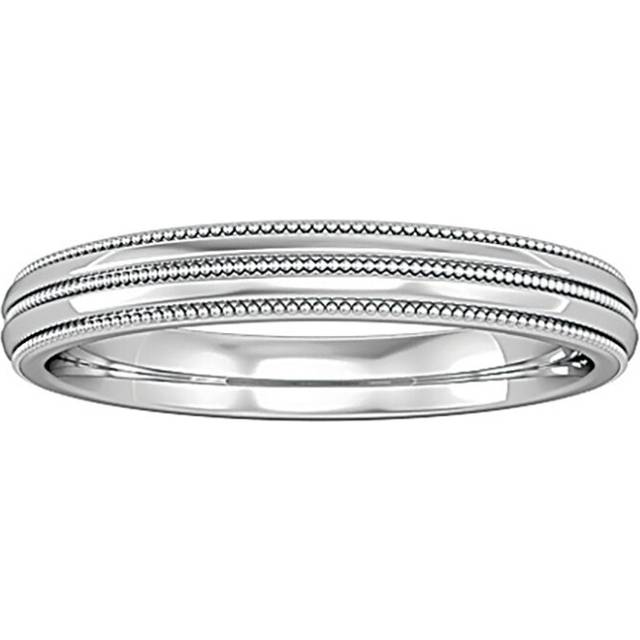 9ct white gold jewelco london court triple beaded edge band wedding ring 3mm