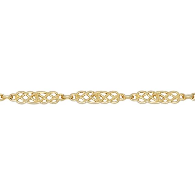 Jewelco London Ladies Solid 9ct Yellow Gold Hebridean Celtic Knot 5mm Chain Link Bracelet, 7.5 inch 19cm - JBB396-7.5