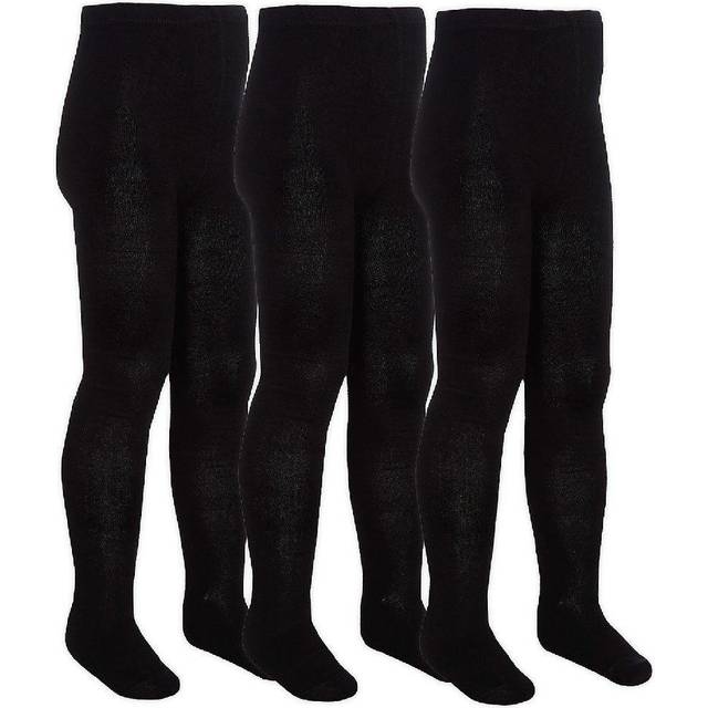 Sock Snob 3 Pair Multipack Girls Bamboo School Tights - Black - 2-3Y