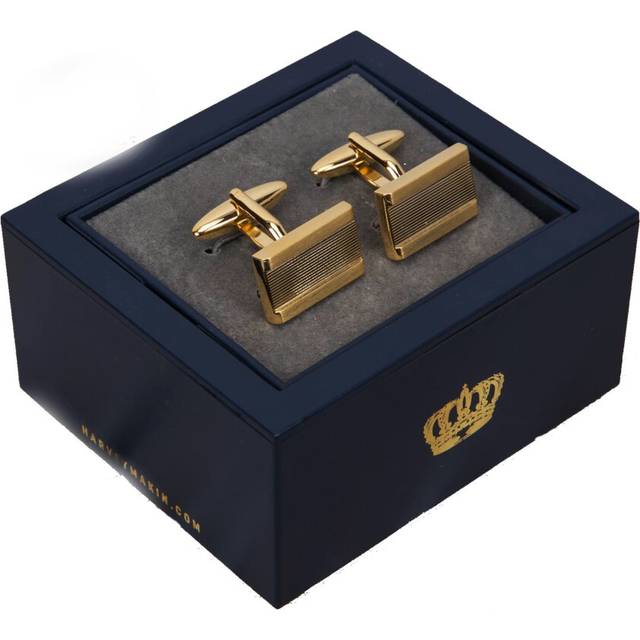 Metal Plated Shiny Gold Cufflinks Men's Modern Accessory Harvey Makin Gift Box