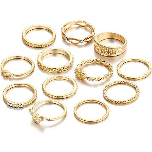 Gcroet 12 Pcs Ring Sets Boho Ring Set Gold Stackable Rings Set European Vintage Knuckle Rings Rings for Teen Girls Finger Tip Ring
