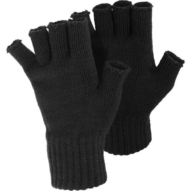 FLOSO Ladies/Womens Winter Fingerless Gloves - Black - one size