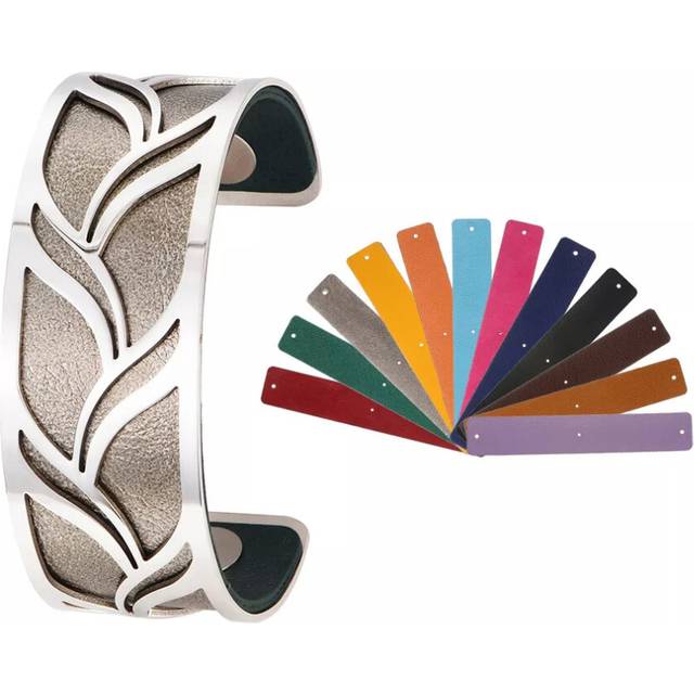 Koaem Luxury Stainless Steel Cuff  Bangle Interchangable Leather Bracelets For Women Femme Accessories Best Gift Wholesale