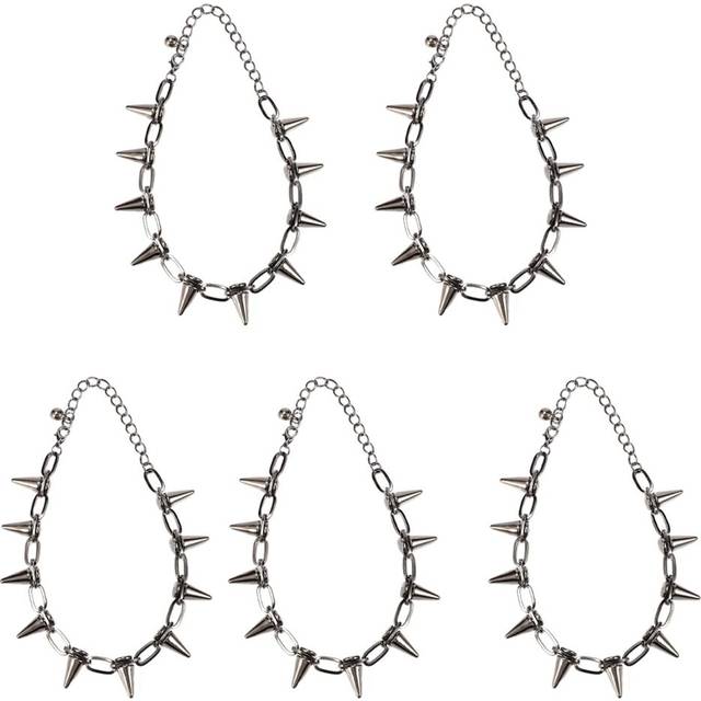 5X Metal Spikes Studs Rivets Punk Goth Necklace Choker Collar