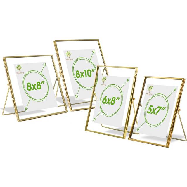 Nicola Spring Standing Metal Photo Frames Set - 4 Sizes - Gold, Gold