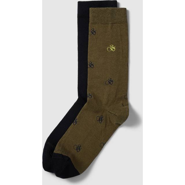 Scotch & Soda 2 Pack Mens Amphersand Classic Sock in Khaki Fabric - Size UK 6-8