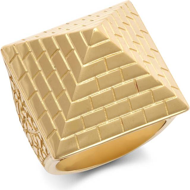 (Z2) Jewelco London Men's Solid 9ct Yellow Gold Egyptian Pyramid 1 1/2oz 30mm Signet Ring - JRN585