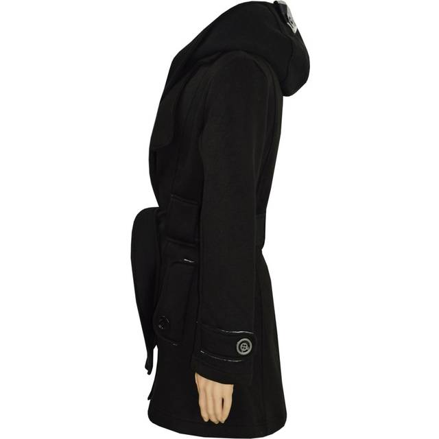 (7-8 Years) Kids Girls Overcoats Hooded Trench Coats Lapels Black Padded Long Parka Jackets