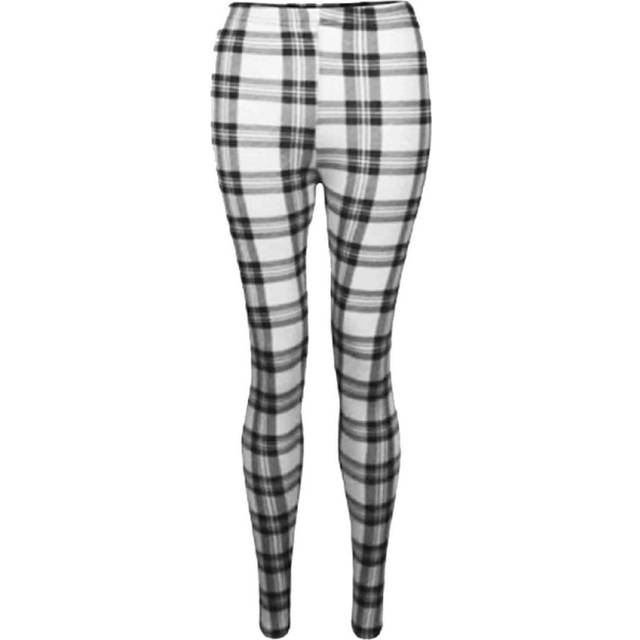 (13 Years, Tartan Black & White) Kids Girls Comic Graffiti Floral Leopard Tartan Aztec Print Leggings 5-13 Years
