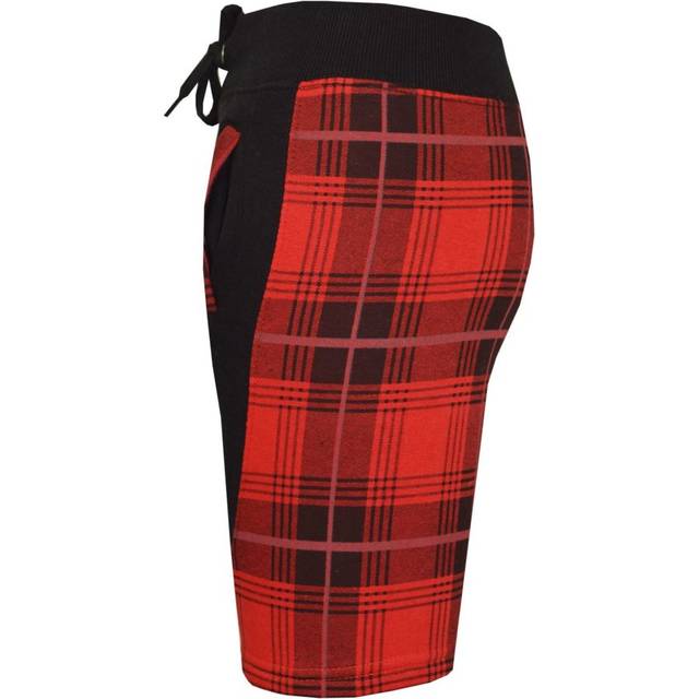 (7-8 Years) Kids Girls Boys Fleece Tartan Red Panel Chino Shorts Knee Length Half Pant 5-13Y