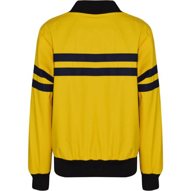 (7-8 Years, Mustard) Kids Boys Girls Jackets Contrast Striped PU Bomber Varsity School Top Biker Coat