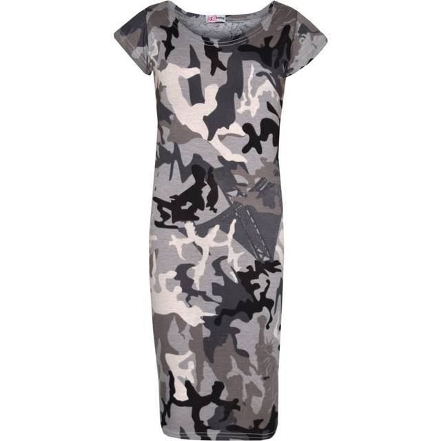 (9-10 Years, Midi Dress) Girls Top Kids Camouflage Print Crop Top Legging Midi Dress New Age 7-13 Years