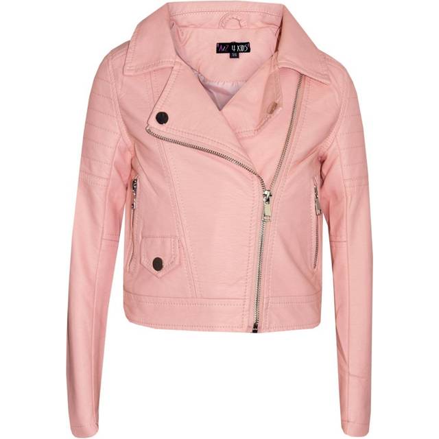 (13 Years, Peach) Girls Jackets Kids Designer's PU Faux Leather Jacket Zip Up Biker Coats 5-13 Yr