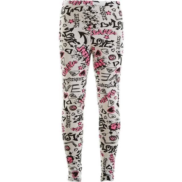 (13 Years, Graffiti Print) Kids Girls Comic Graffiti Floral Leopard Tartan Aztec Print Leggings 5-13 Years