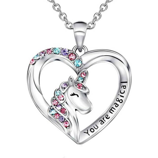 (silver) You Are Magical Unicorn Heart Necklace