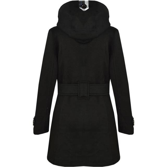 (13 Years) Kids Girls Overcoats Hooded Trench Coats Lapels Black Padded Long Parka Jackets