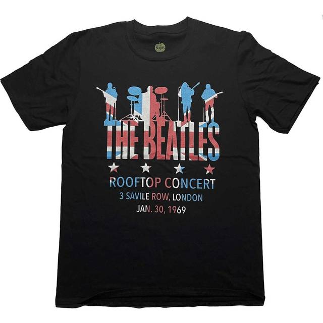 (XL, Black) The Beatles T Shirt Saville Row Rooftop Flag Band Logo new Official Unisex Black