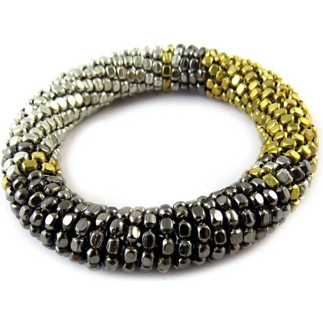 Les Trésors De Lily [N8088] - Tricolor 'Kilimanjaro' fancy bracelet (gray-silver-gold) gold