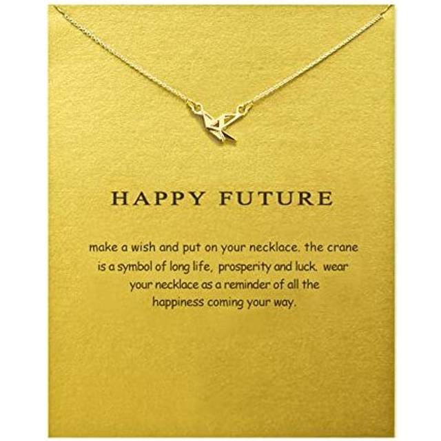 Message Card Crane Pendant Necklace Friendship Interlocking Infinity Circles Chain Dainty Pendant Necklace Meaning Gifts for Women and Sisters - Green