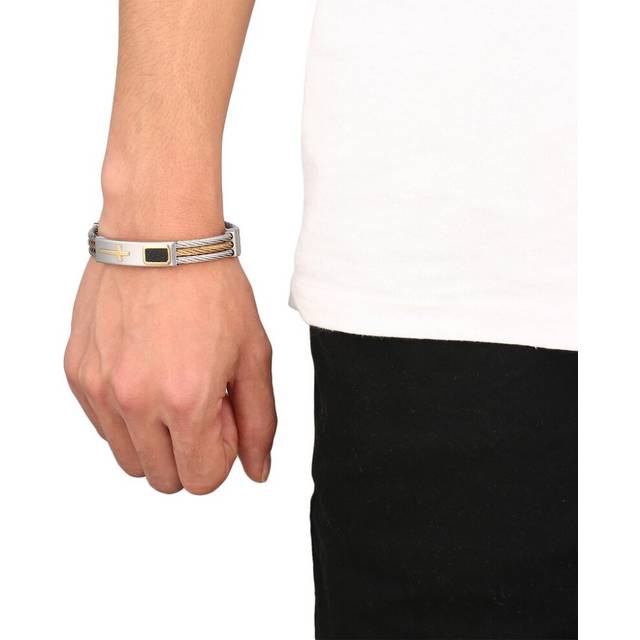 Men 3 Row Wire Chain Bracelet Men Stainless Steel Cross Bracelet Best Gift