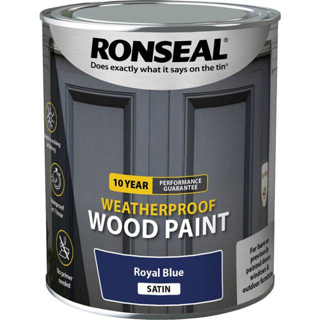 Ronseal 10YR Weatherproof Wood Paint Royal Blue Satin - 750ml