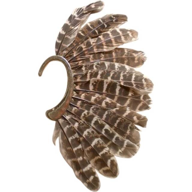 1Pcs Unisex Big Feather Ear Cuff Non Piercing Gold Clip On Earrings