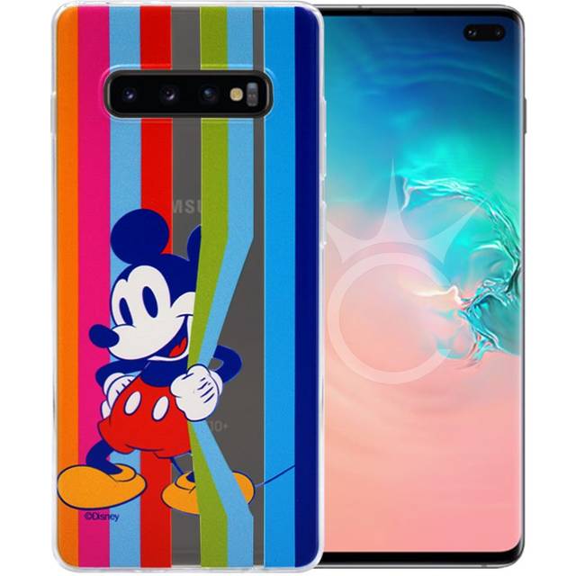 ERT GROUP mobiltelefonfodral för Samsung S10 PLUS originalt och officiellt licensierat Disney mönster Mickey 026 Vit optimalt anpassad till formen på mobiltelefonen, gedeeltelijk transparant