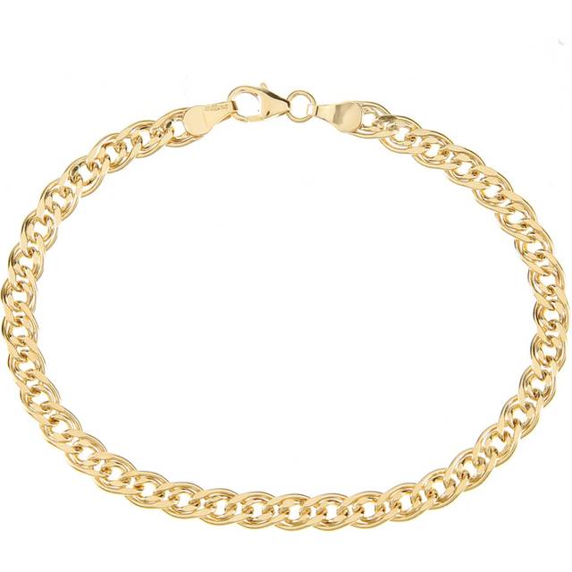 Jewelco London 9ct Yellow Gold Double Curb Chain Bracelet 5mm 7.5 inch 19cm - BT1AXL616Y