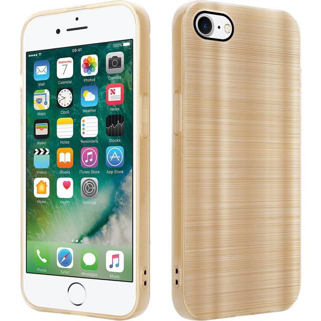 (Brushed Gold) Cadorabo Case for Apple iPhone 7 / 7S / 8 / SE 2020 Protective Cover made of flexible TPU Etui silicone in brushed design