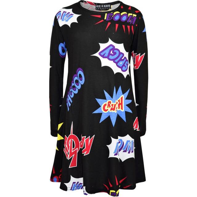 (13 Years, Spicy Print) Kids Girls Swing Dresses Spicy Tartan Dog Tooth Print Fashion Dresses 3-13 Years