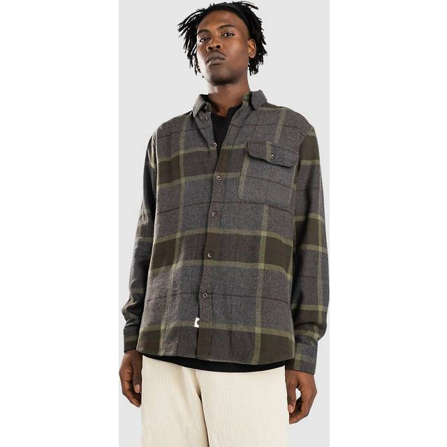 Anerkjendt Akleif Brushed Check Shirt dark grey mel