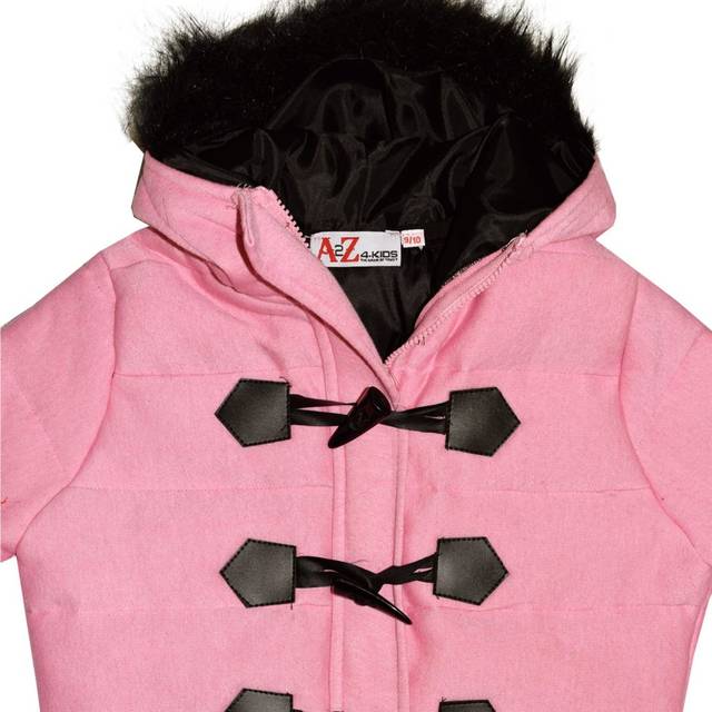 (9-10 Years, Baby Pink) Kids Coat Girls Fleece Padded Parka Jacket Long Faux Fur Hooded Coats 3-13 Years