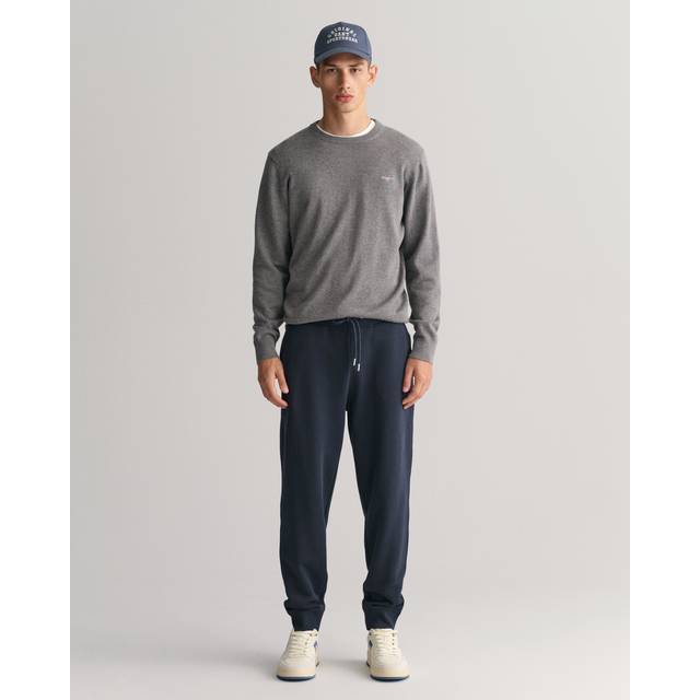 GANT Herr REG Shield sweatbyxor lediga byxor, Evening Blue, standard, Kvällsblå, L