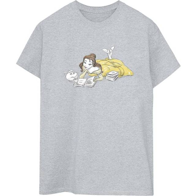 Disney Womens/Ladies Beauty And The Beast Belle Reading Cotton Boyfriend T-Shirt