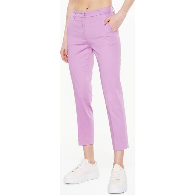 Stretch satin trousers, slim fit, Lilac