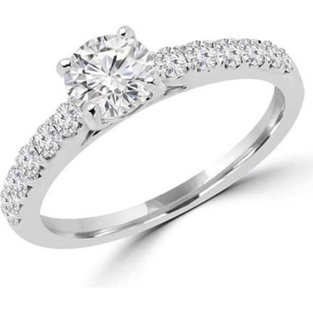 Majesty Diamonds MD160333-6.25 1.1 CTW Round Cut Diamond Multi Stone Engagement Ring in 18K White Gold, Size 6.25