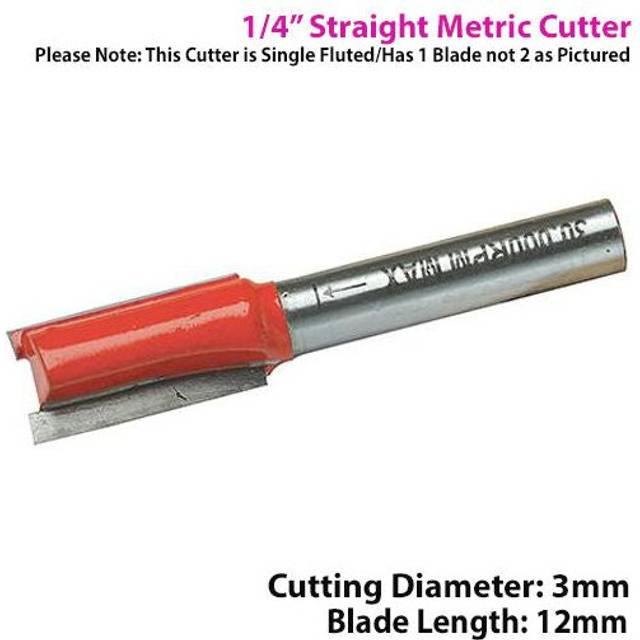 "1/4"" SHANK 3mm x 12mm Tungsten Carbide Straight Router Bit Worktop Wood Cutter"