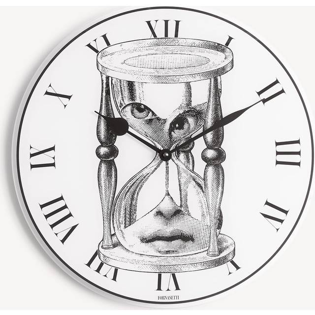 FORNASETTI Wall clock Tema e Variazioni n.184 white/black - 95% glass, 4% plastic, 1% iron