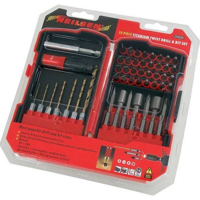 55PC HSS Drills Magnetic Screwdriver Bits & Nut Drivers (Genuine Neilsen CT4224)