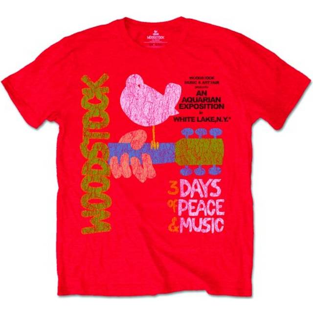 (S, Red) Woodstock Vintage Distressed Poster T Shirt