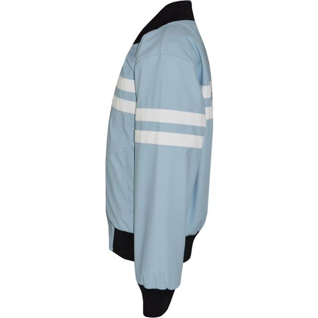 (5-6 Years, Blue) Kids Boys Girls Jackets Contrast Striped PU Bomber Varsity School Top Biker Coat