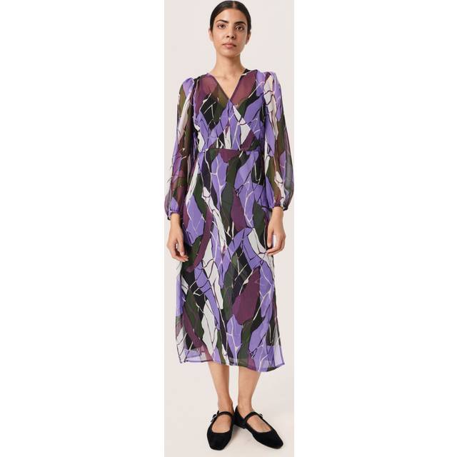 Soaked in Luxury Josefine Chiffon Wrap Midi Dress - Passion Flower Print