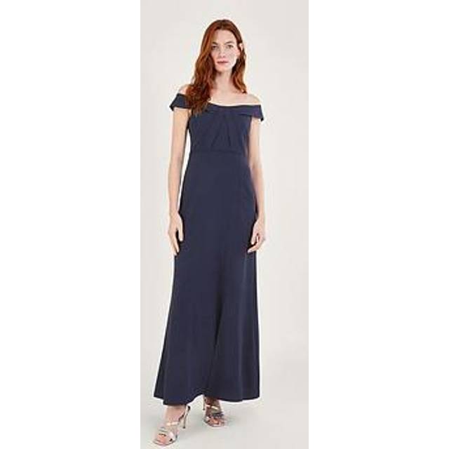 Beatrice Crepe Bardot Maxi Dress Blue - 8