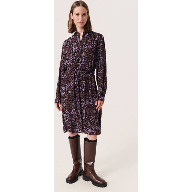 Soaked in Luxury Kenna Above Knee Length Shirt Dress - Black Floral