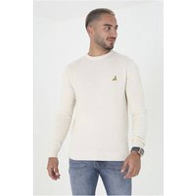 Brave Soul Mens Ecru 'Heist' Crew Neck Waffle Knit Jumper - Size 2XL