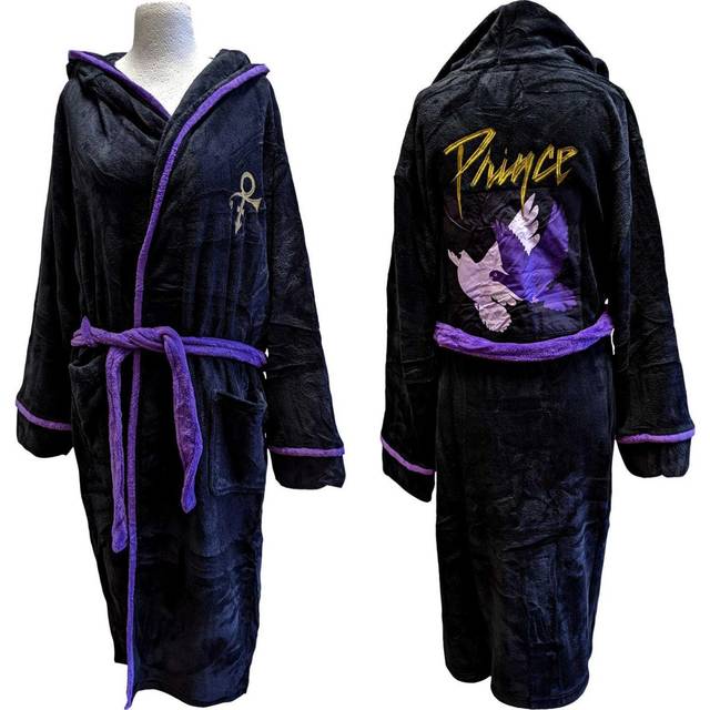 (S, Black) Prince Bathrobe Doves Logo