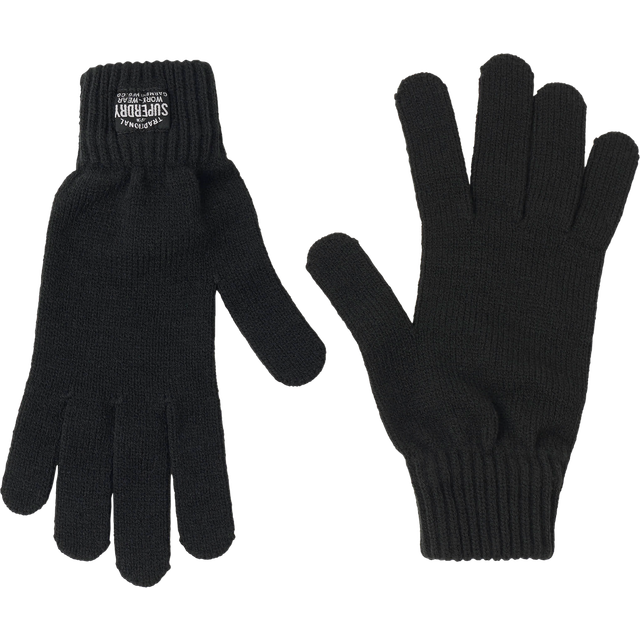 Superdry Damen Klassische Strickhandschuhe Schwarz - Größe: M/L