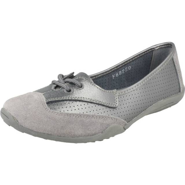 (Pewter, UK 3) Ladies Down To Earth Elastic Cross Strap Pumps