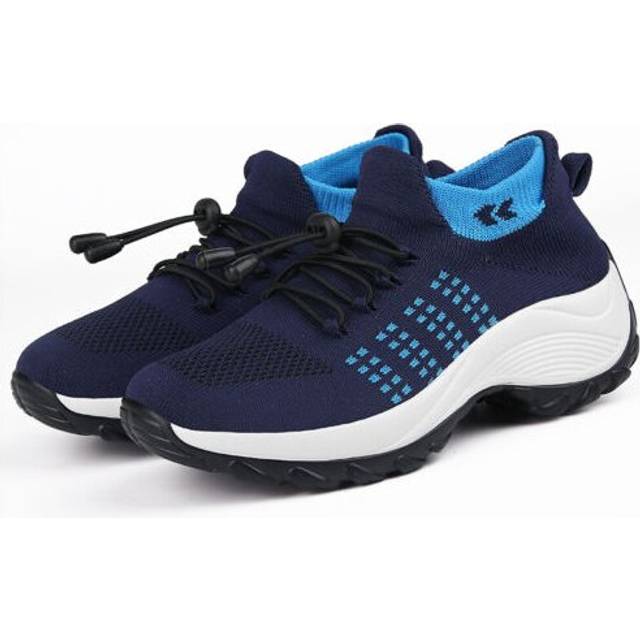 (Navy Blue, UK 4) Women Ortho Stretch Cushion Sneakers Orthopedic Diabetic Running Walking Shoes